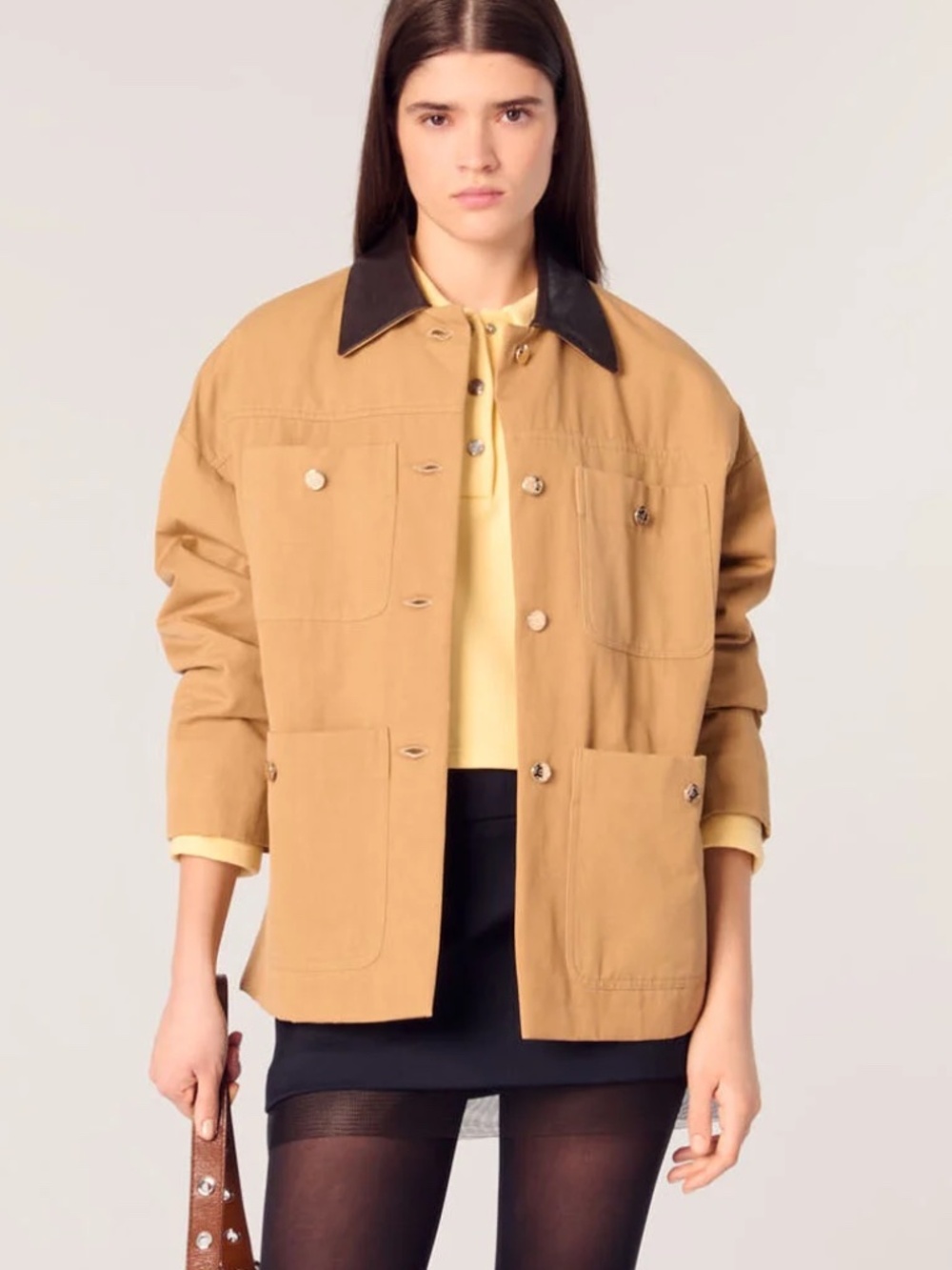 Goskete Cotton coat with leather collar